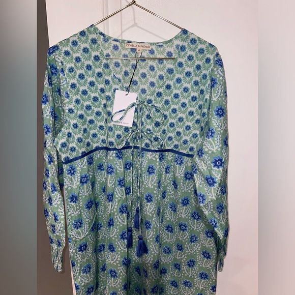 Ophelia & Indigo Evie Azalea Green & Blue Floral Dress 💚 - Picture 13 of 13